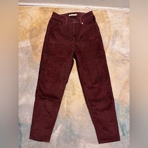 Levi's Deep Red Curdroy Mom Jeans